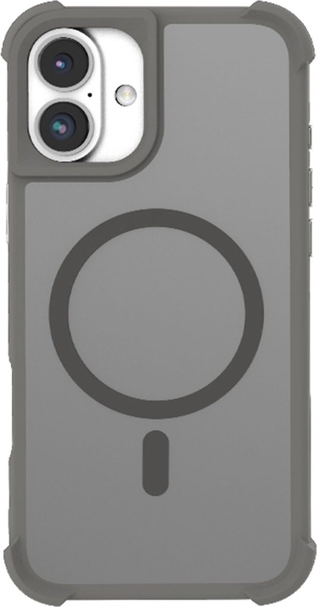 Mobigear Hoesje geschikt voor Apple iPhone 16 Plus MagSafe Telefoonhoesje Hardcase | Mobigear Armor Shield Backcover | Geschikt voor MagSafe | Geschikt voor Draadloos Opladen met Magnetische Ring | MagSafe Case - Grijs