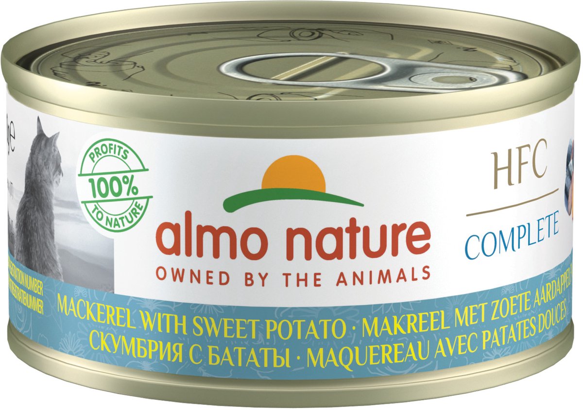 Almo Nature Kat HFC Natvoer - Complete – Makreel & Zoete Aardappel - Graanvrij 24 x 70g