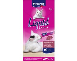 Vitakraft Liquid Snack Met Biotine - Kattensnack - Leverworst 6x15 g