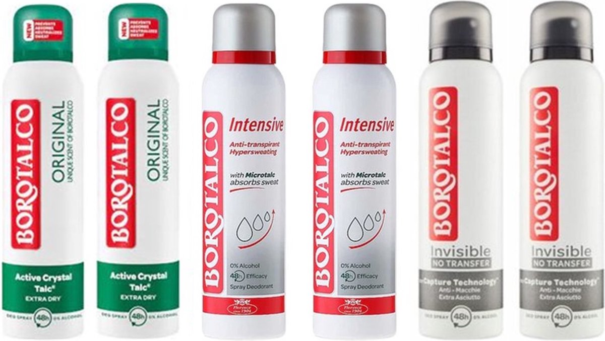 Bol.com Borotalco - Deodorant - Try Out - 6 x 150 ml aanbieding