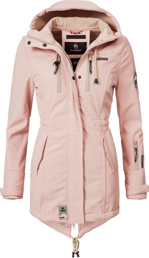MARIKOO Dames lange winterjas warme gewatteerde jas met afneembare capuchon Kaltnäschen 16 S-3XL, wijn, M