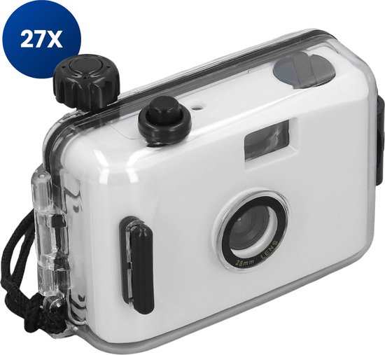 CaptainXL Wegwerpcamera - Fotocamera - Fototoestel - Analoge Camera - Waterdichte Case - Verschillende Kleuren Wegwerpcamera's - Wit - Inclusief Fotorol voor 27 Foto's