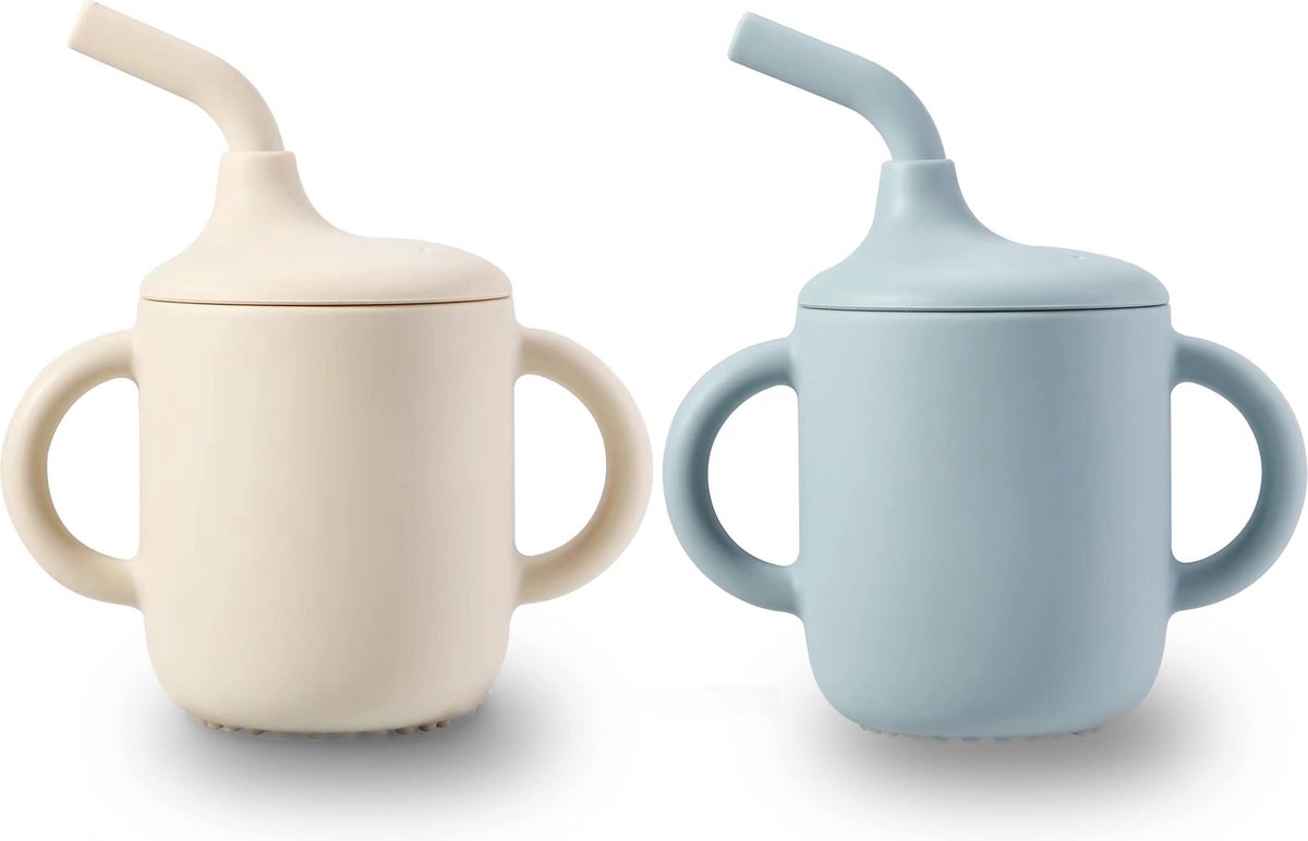 Goedkoopste Selbro ® Perfecte Silicone Drinkbeker Set voor Kinderen met Handige Handvatten en Rietje