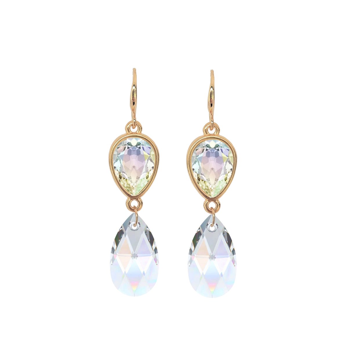 Party Sparkle Crystal AB - oorhangers - 18 karaats verguld