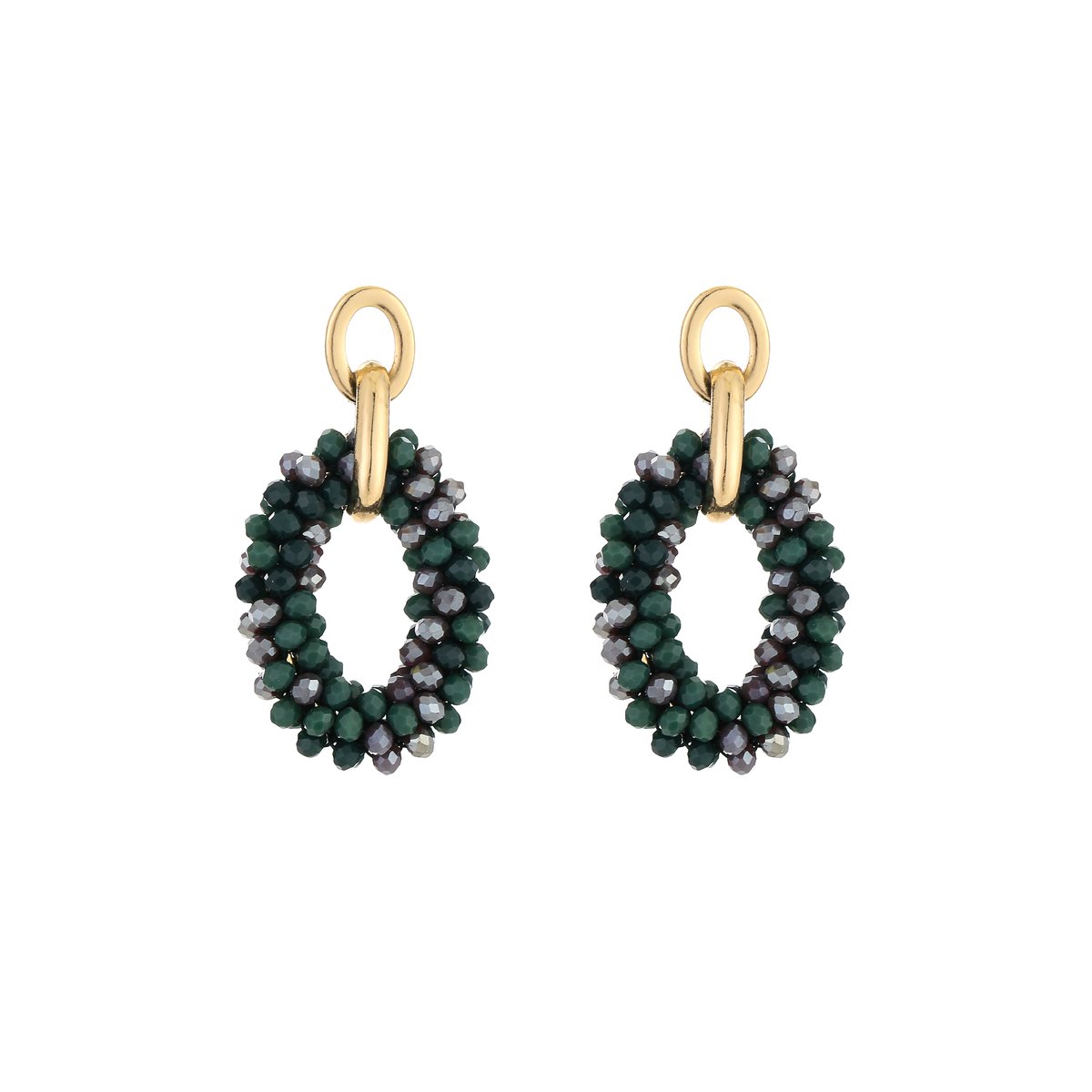 Statement oorbellen green - Yehwang - Gouden oorbellen - One size - Stainless Steel (verkleurt niet!) - Waterproof - Goud/Groen - Kerst cadeau - Party - Moederdag - Sinterklaas cadeau - Valentijn - Kerst oorbellen - Statement oorbellen dames