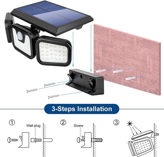 Zonnelampen voor buiten, met bewegingsmelder, 2 stuks clip-on led
