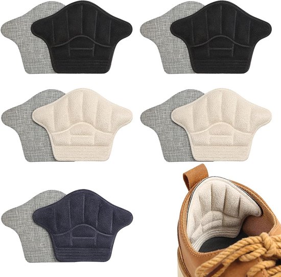 biped 4 paar antislip hielkussens - snelle hulp bij overmaatse schoenen en pads voor harde hakken - antislip hielhouder van bijzonder zacht, echt suèdeleer - zelfklevende inlegzolen z2392