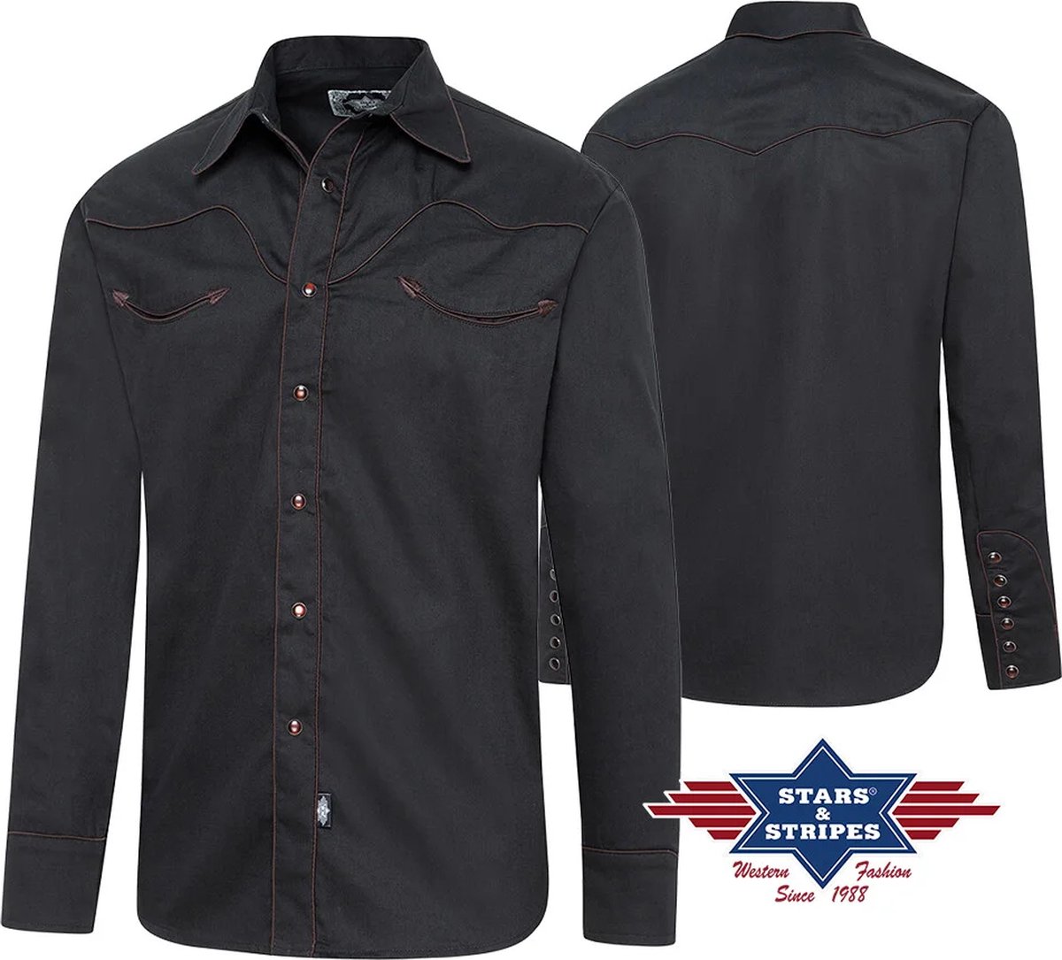 Western overhemd heren JACK black 3XL