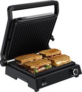 Bol.com KitchenBrothers Contactgrill Deluxe - Tosti Apparaat - Grill Apparaat - Uitneembare Grillplaten - Panini Grill - 5 hoogt... aanbieding