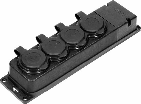 EMOS - IP44 verlengkabel 10 m - 1 geaard stopcontact - waterdicht, slagvast, temperatuur- en oliebestendig - 230 V, 16 A, 3680 W - rubberen isolatie - H07RN-F3G 1,5 mm2 - voor buitengebruik - zwart