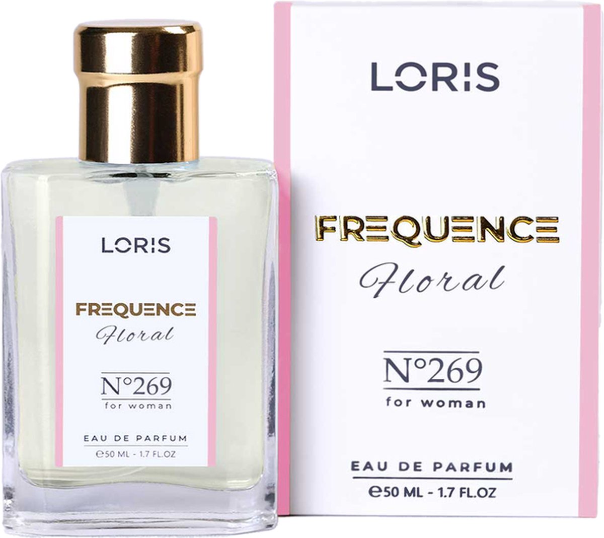 Goedkoopste Loris Parfum Frequence Floral - 269 - Damesparfum - 50ML - Eau de Parfum (Top noten Bergamot / Lychees / Perzik Midden noten Jasmijn / Petalia / Oranjebloesem / Pioenroos Basis noten Mos / Musk / Hout noten