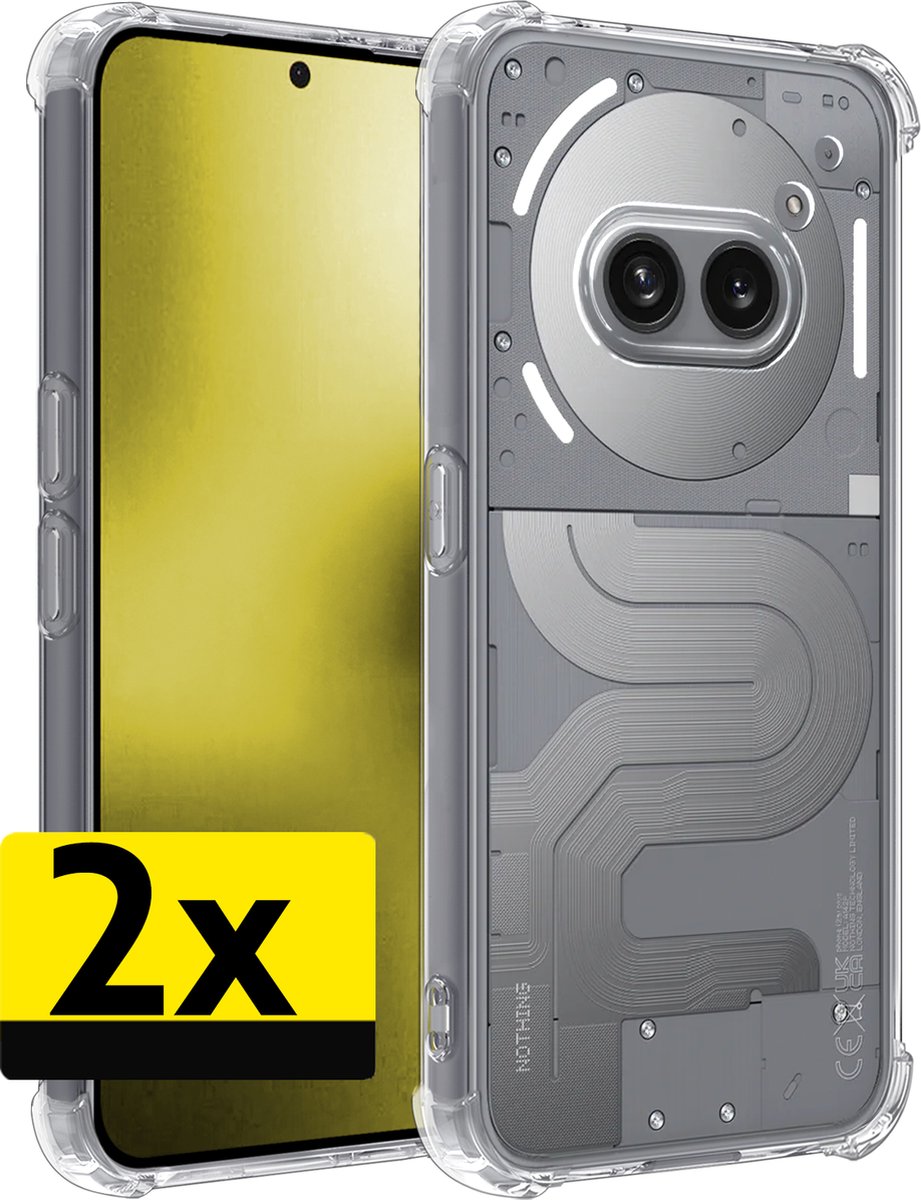 Hoesje - 2 Stuks - Geschikt voor Nothing Phone (2a) Plus - Sterk & Shockproof - Siliconen Case - Back Cover - Telefoon Hoes Shock Proof - Telefoonhoesjes - Transparant