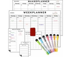 Huys Plan® Magnetische Planner A3 – Weekplanner & Maandplanner - Inclusief 7 Stiften & Wisser