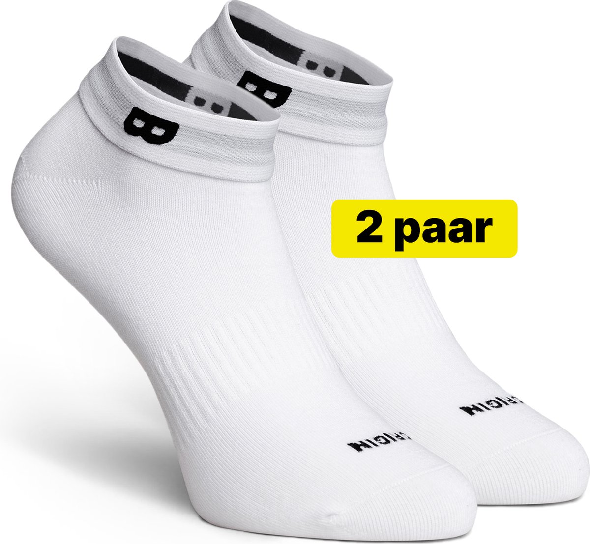 Enkelsokken die niet afzakken Wit – 2Paar - Premium katoen - Nederlands Patent - Sok met Onderbroekenband die niet Afzakt – Naadloze sokken – Sneakersokken Dames & Heren – Maat 35-38