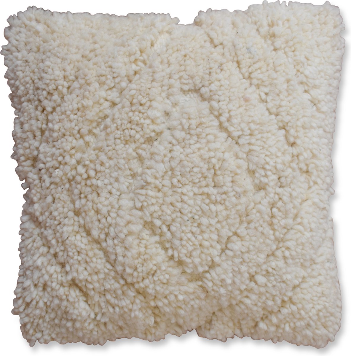 Poufs&Pillows - Fluffy wit kussen - Handgemaakt - vervaardigd uit wol - 40x40 cm