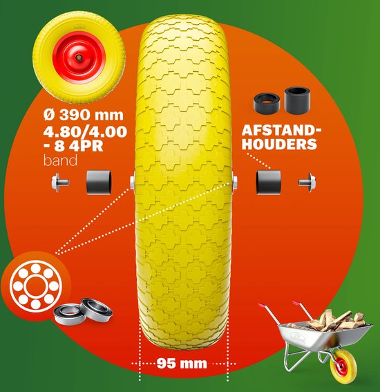 Gardebruk Kruiwagenwiel Luchtband 2 Lagen 4.80/4.00-8