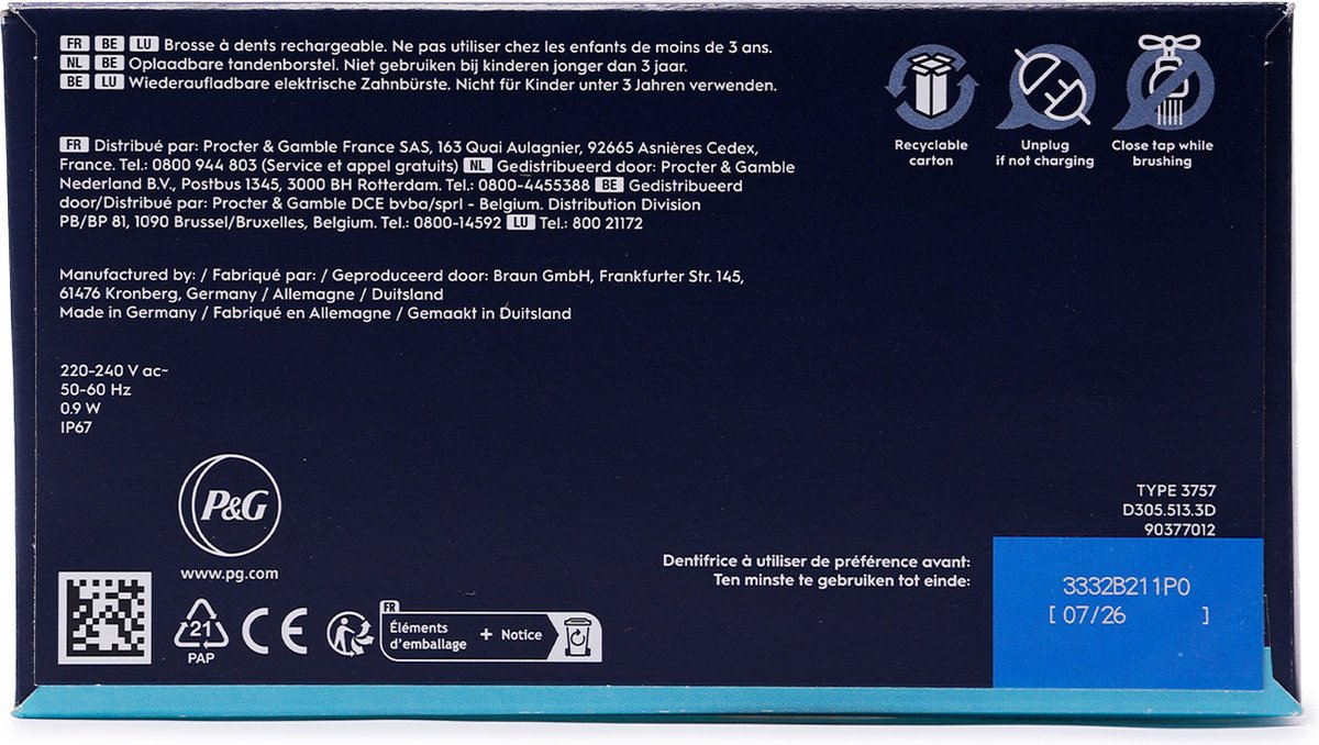 Afbeelding 3 van OralB Pro series 1 elektrische tandenborstel met OralB tandpasta