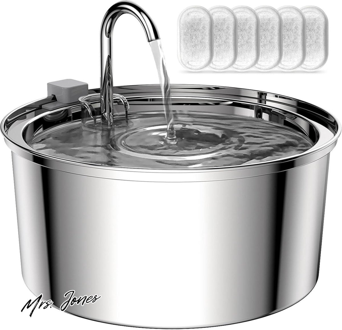 Mrs. Jones Staal Kattenfontein 32 l Roestvrijstalen Drinkfontein voor Katten en Kleine Huisdieren – Ontwerp Kraan Ultra-Stille Pomp 3 Reservefilters . Mrs. Jones Staal Kattenfontein 32 l Roestvrijstalen Drinkfontein voor Katten en Kleine Huisdieren – Ontwerp Kraan Ultra-Stille Pomp 3 Reservefilters .