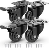 GBL® 4 x Roulettes Pivotantes 50mm avec Vis - Roulettes de Meubles Roulettes en Caoutchouc Robustes pour Meubles - Chariot à Roues - Chariot de Transports (2 avec frein + 2 sans frein)