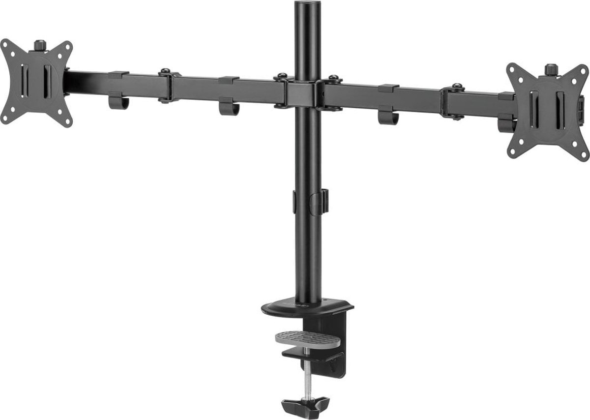 SENSE7 FLOAT DOUBLE - Dubbele Monitor Arm - Monitor Beugel voor 17-32 Inch - 2 Schermen - 180°, 360° rotatie - Universeel VESA 75, 100 - Draai, Kantel en Zwenkbaar - PIVOT-functie - Kabelgeleiders - Max. 2x 9kg - Twee montagemethoden - Zwart thumbnail 4