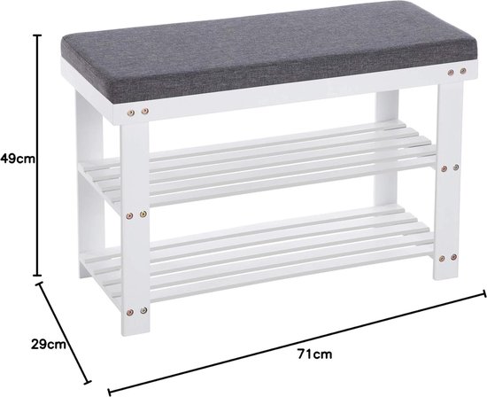 SONGMICS LBS04B Schoenenbank van bamboe, schoenenrek