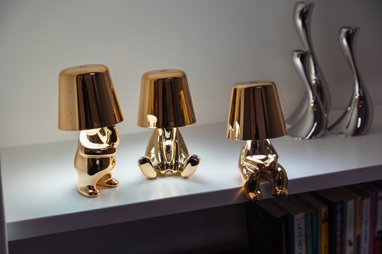 Luxus Lampe de table sans fil rechargeable Bins Brother - Or - Set de 5 - Lampe de table décorative - Lampe de nuit - Lampe de table de chambre - Lampe de bureau - LED - Tactile - Intensité variable - Sans fil - Fonctionne sur piles