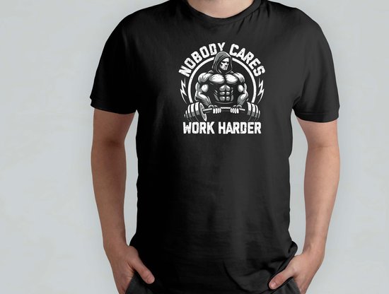 Foto: Nobody cares work harder t shirt gymlife workoutgoals fitnessaddict liftheavy sportschoolleven trainingsdoelen krachttraining zwaartillen