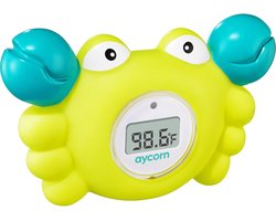 Aycorn - Baby Badthermometer - Digitale Kinderbad En Kamer Thermometer Voor Baby's - Drijvend, Waterproof, Snelle en Nauwkeurige Waterwaarden - Veiligheid met Led Waarschuwingsalarm - Badspeeltje - Groen