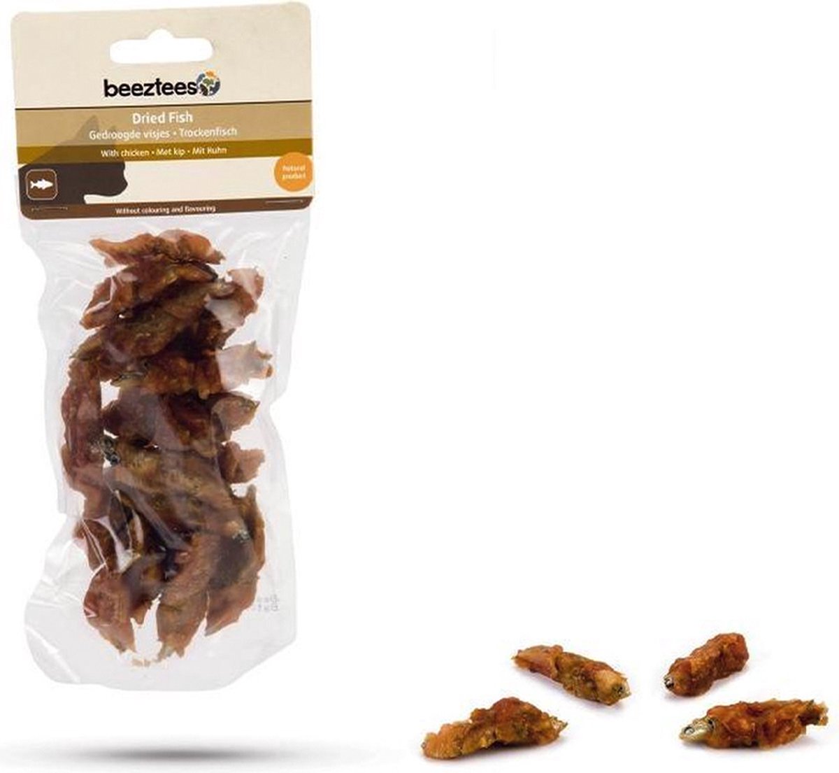 *** 2 X *** Beeztees kattensnack 70 gr = 140 gr gedroogde visjes met kip - GEEN kleur en smaakstoffen.