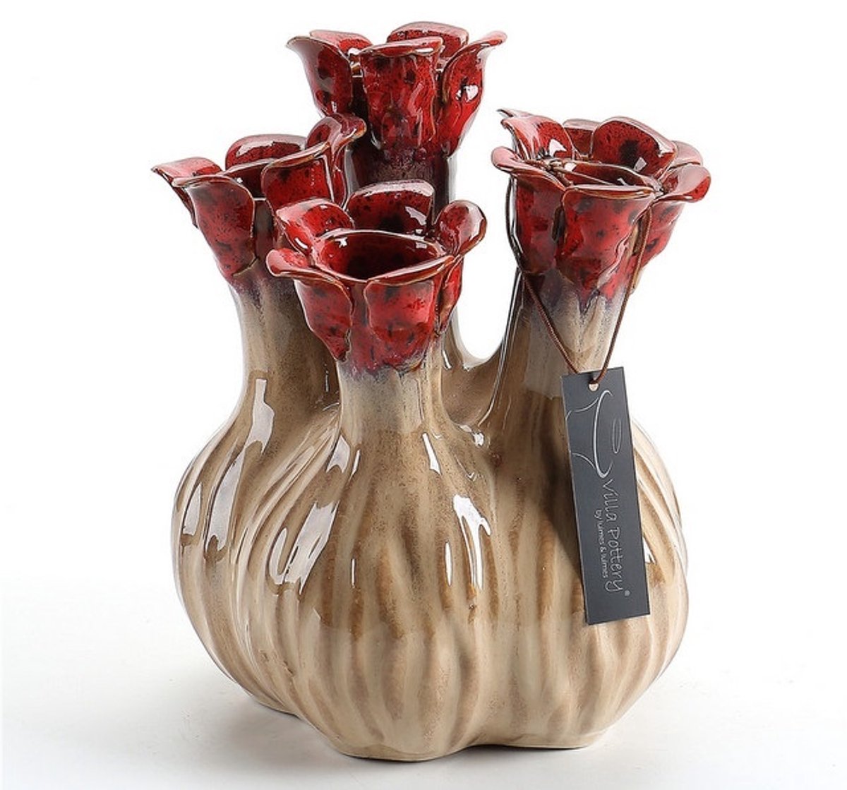 Villa Pottery 5x tuit Vaas Quito 17x17x18 Hoog rood