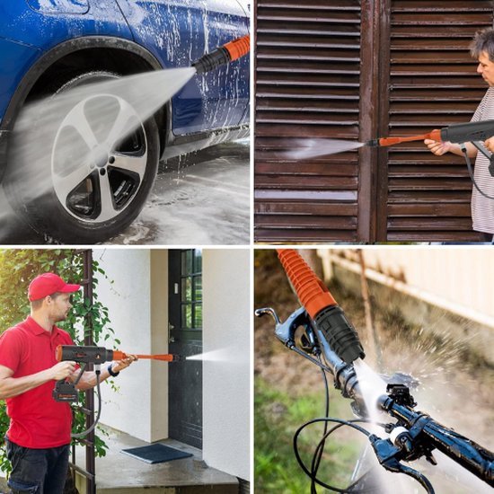 Luxe Hogedrukreiniger - Auto - Hogedrukspuit - Terrasreiniger - Met Accu - Draadloos - Draagbare Hogedrukreiniger - Inclusief Accessoires - Oranje van Nimideen — afbeelding 3