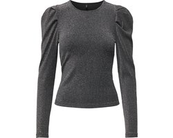 ONLY ONLRICH L/S GLITTER PUFF TOP JRS Dames Top - Black Silver Glitter