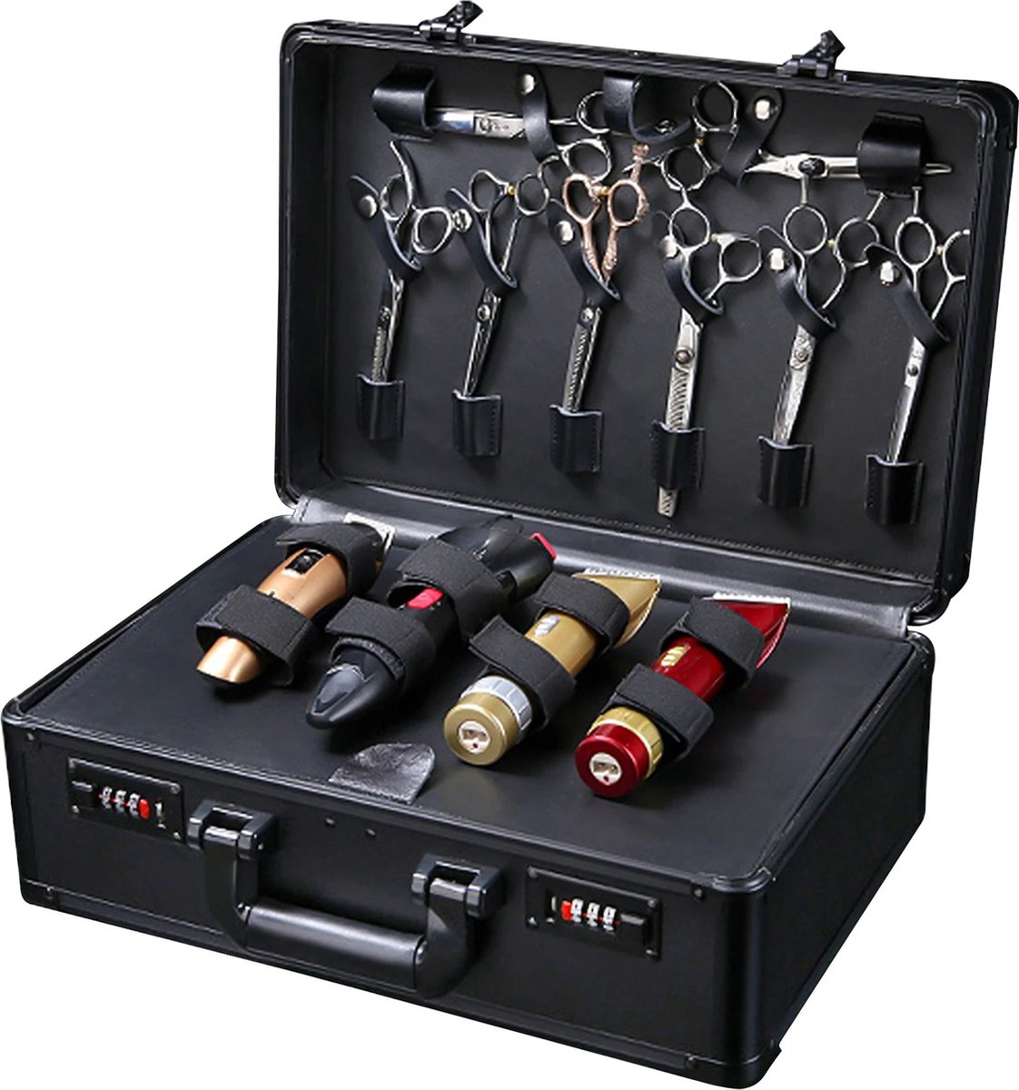 Collox Kapperskoffer - Opbergkoffer - Gereedschapskoffer schoonheidssalon - Reiskoffer kapper - Exclusief gereedschap - Met cijferslot - 40 x 16,5 x 27,5 cm - Zwart
