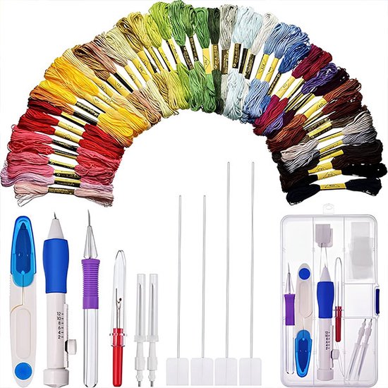 Xiruiubao Borduurset, Kruissteekset, Borduurset Voor Beginners Met 2 Cirkels 50 Kleurrijke Draden 4 Vellen Transferpapier En Naaigereedschapsset Borduurstarterset 1888254033