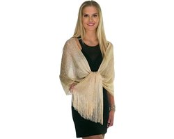 Sjaal Dames - Sjaals - Sjaal met franje - Omslagdoek - Stola - sjaals en omslagdoeken - goud met Franjes - elegante - Lichte - strandlaken - voor Avondjurk, Urban, avondkleding - 160*45cm