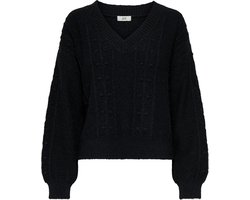 Jacqueline de Yong Trui Jdysigrid Life L/s Vn Slit Pullover 15351899 Black Dames Maat - M