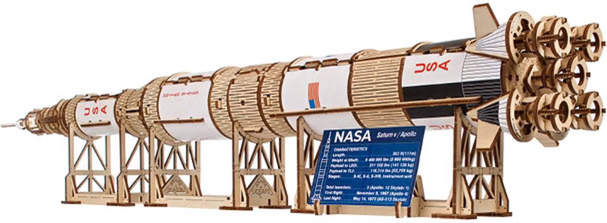 UGEARS 3D Modelbouw - Nasa Saturn V - Mechanisch Bouwpakket Hout - Educatief Speelgoed — afbeelding 20