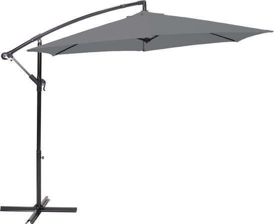 Brixy Zweefparasol - 300CM - Incl. Kruisvoet - Waterdicht - Verstelbare Hoogte - Antraciet