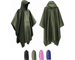 Poncho met Opbergtas - Regenponcho Waterdicht - Fietsponcho Sneldrogend - Winddicht - Unisex - Dames & Heren - One size - Bosgroen