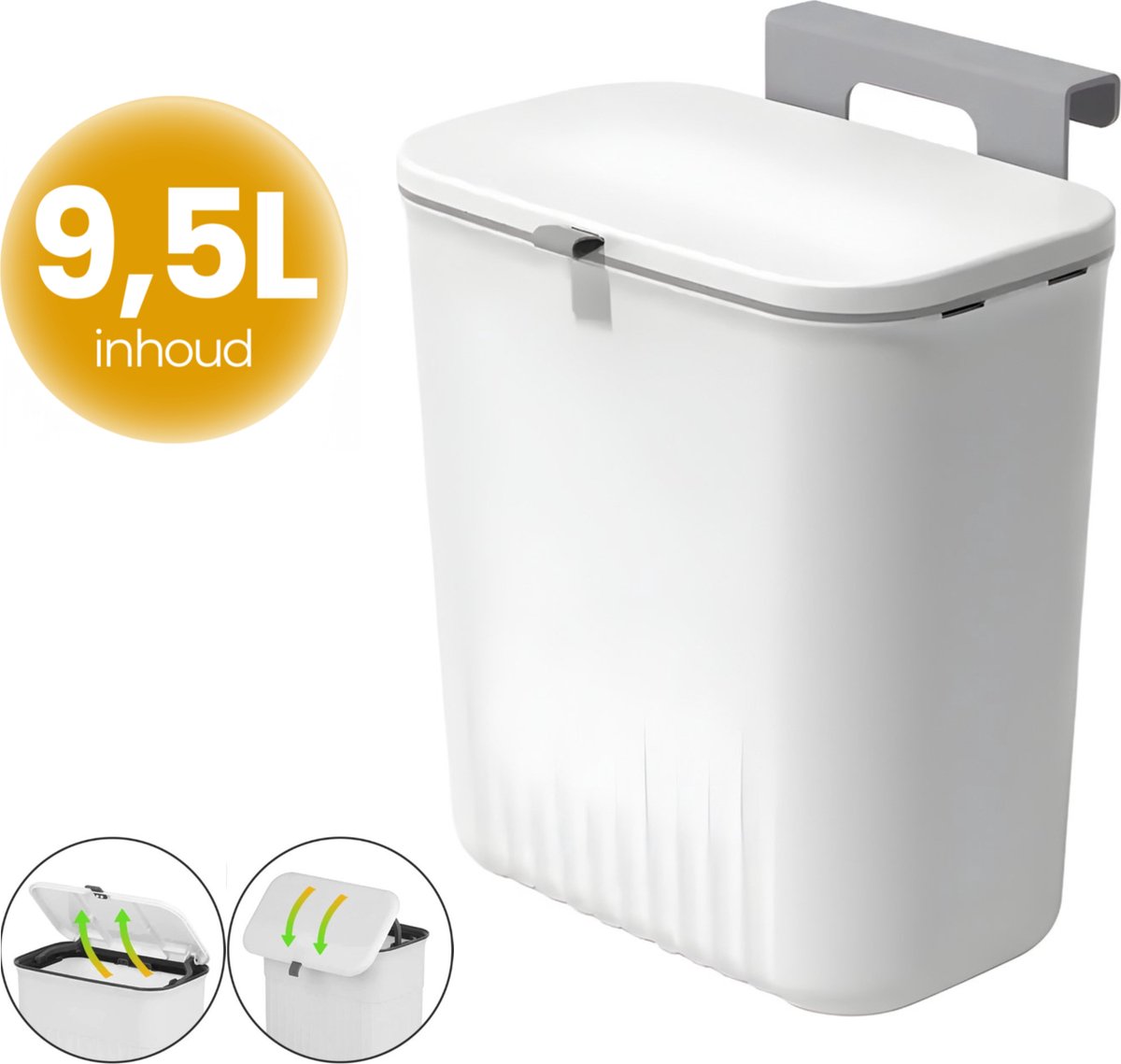 Goedkoopste Ludoris Ophangprullenbak – Wit – Afvalscheidingsprullenbak – Inbouwafvalemmer – Compostbak – Tafel- & Wandprullenbak