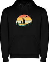 Zwarte unisex hoodie met “ Kleurrijke Snowboard – Sneeuw – Springen – Wintersport “ Print Full Color Color merk Roly maat S