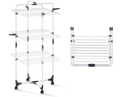 DailySupplies® Wasrek Inklapbaar op Wieltjes - Droogmolen - Droogtoren Staand - Wit