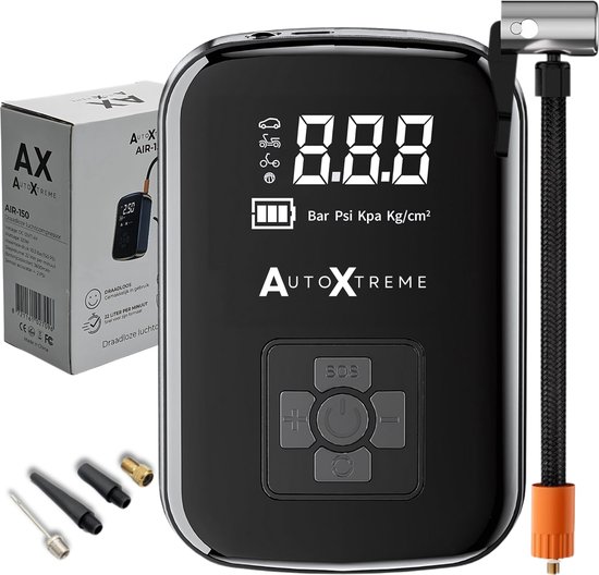 AutoXtreme Air-150 - 12V Draagbare Compressor Bandenpomp - Elektrische fietspomp - Luchtcompressor - Mini Compressor - Drukmeter - Ballenpomp - cadeau man