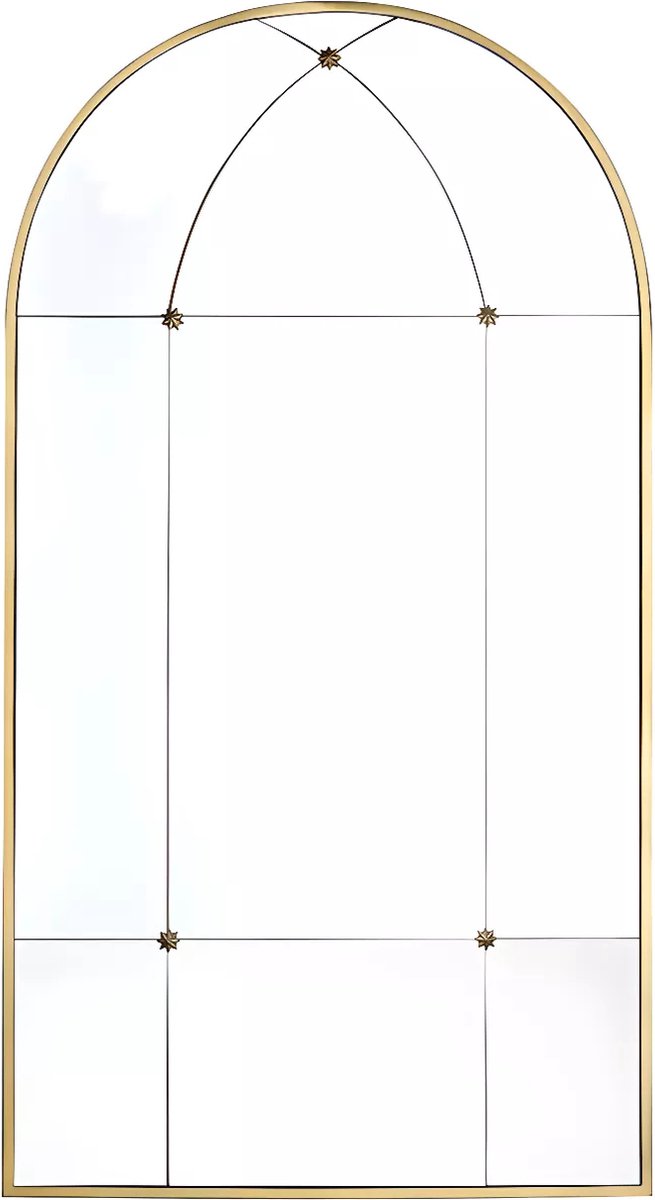 Vente-unique Vensterspiegel in metaal - H 150 x B 80 cm - Antiek goudkleurig - PALMYRE