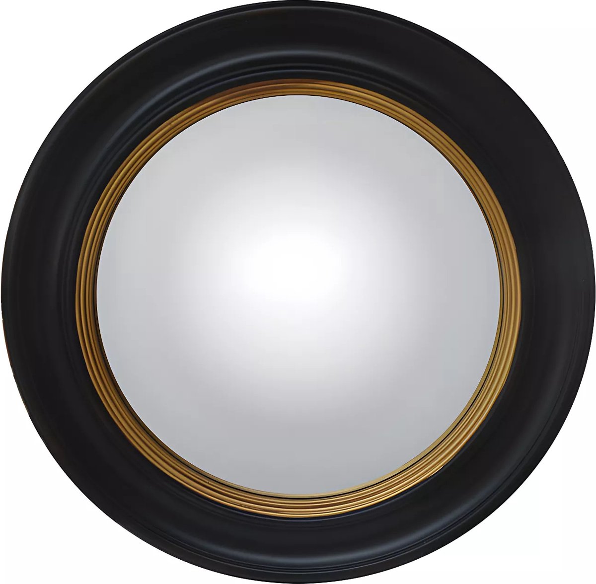 Vente-unique Bolle spiegel in paulowniahout - Ø 66 cm - Zwart en goudkleurig met messingeffect - FRANKLIN