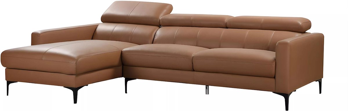 Vente-unique Hoekbank van buffelleer FLORENCE - Camel - Linkerhoek