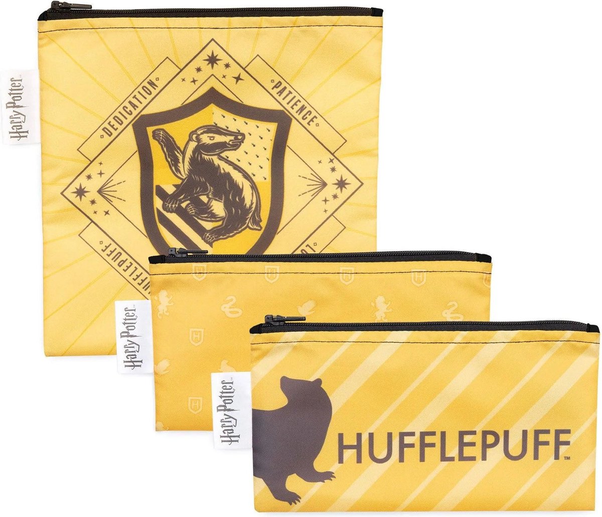 Bumkins - Reusable Snack Bag | Herbruikbare Snackzakjes (3 stuks) - Harry Potter™ Hufflepuff