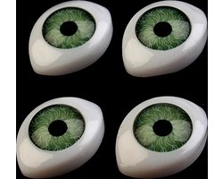 4 levensechte plastic ovale poppenogen - oogjes met iris groen - 12 x 17mm - poppenoog - ogen levensecht pop - ovaal