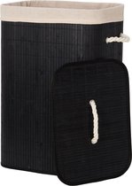Infinity Goods Panier à Linge avec Couvercle Zwart - Bamboe - Trieur de Linge - Sac à Linge en Coton Lavable - Poignées - 72 Litres - Zwart