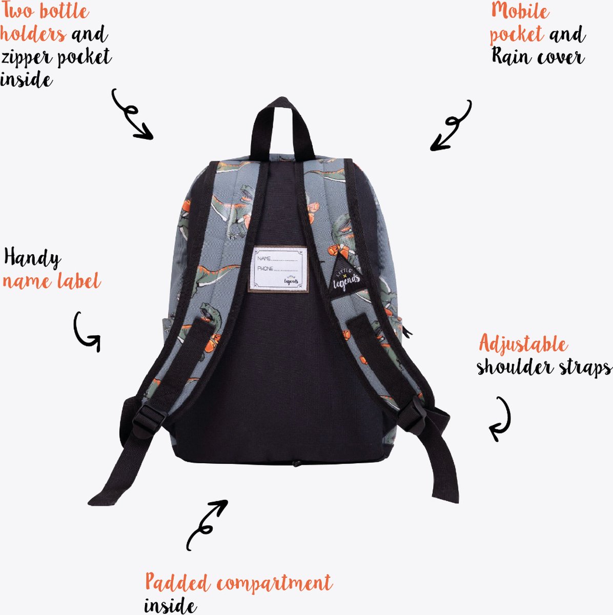 LITTLE LEGENDS BACKPACK L DINO BOXING – foto 8